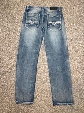 True Luck Jeans Mens 32x32 Distressed Y2K Denim Straight Leg Medium Wash‎